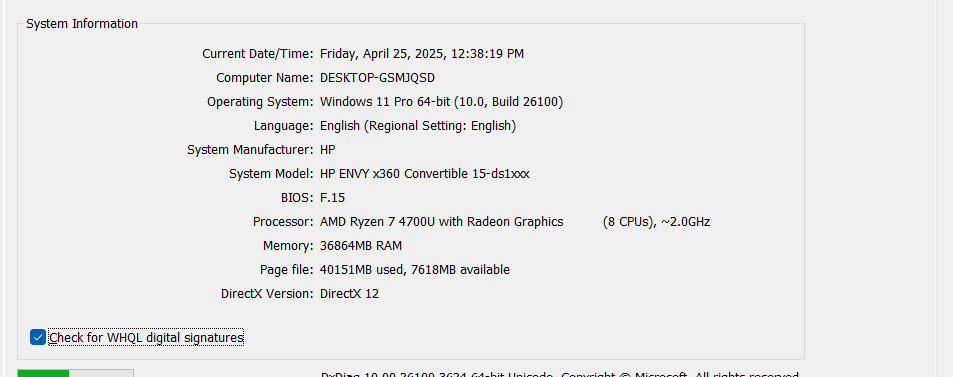 Xem Model Laptop HP bằng lệnh DXDIAG trong CMD