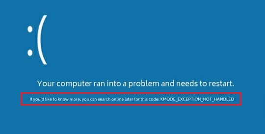 KMODE_EXCEPTION_NOT_HANDLED (0x0000001E)